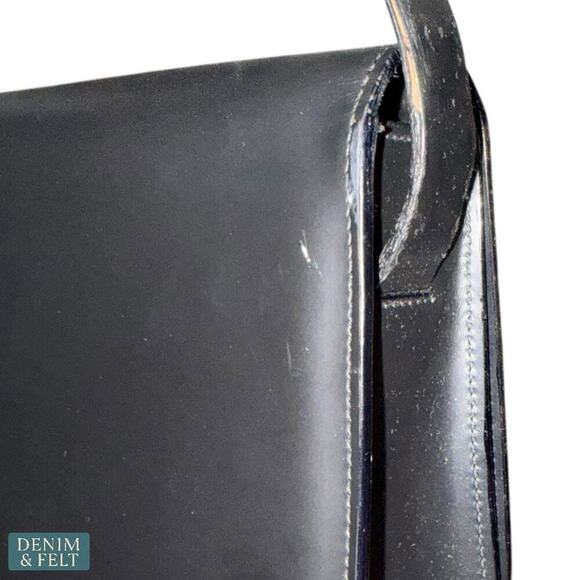 Gucci Vintage Black Smooth Leather Shoulder Bag/Purse 001 3063 G Logo Flap - Picture 9 of 16